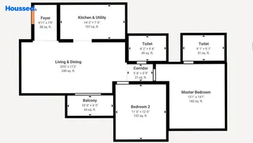 Sample Apartment of 2 BHK Flat for Resale in Prestige Lakeside Habitat Whitefield, Bangalore - Image 16170