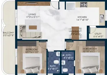 Sample Apartment of 2 BHK Flat for Resale in Rubrick Tulip Tukkuguda, Hyderabad - Image 17203