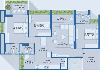 Sample Apartment of 3 BHK Flat for Resale in Om The Green Parmeshwar Jagatpur, Ahmedabad - Image 28576