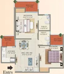 Sample Apartment of 2 BHK Flat for Rent in Charms Castle Raj Nagar Extension, Ghaziabad - Image 30025