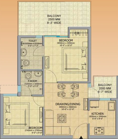 Sample Apartment of 2 BHK Flat for Resale in Gaur City 2 14th Avenue, Sector 16 C - Image 31937