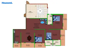 Floor Plan of 3 BHK Flat for Resale in Hinoo, Ranchi - Image 33771