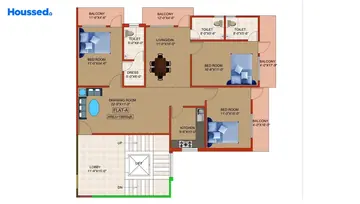 Floor Plan of 3 BHK Flat for Resale in Hinoo, Ranchi - Image 33772