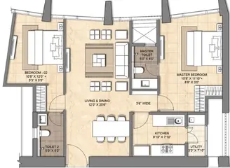 Project Image of 2 BHK Flat for Rent in Lodha Adrina Worli, Mumbai - Image 36087