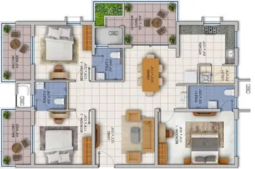 Floor Plan of 3 BHK Flat for Resale in ASBL Spire Kokapet, Hyderabad - Image 42824