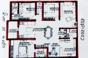 Floor Plan of 3 BHK Flat for Resale in MyPi Green Castles Medachal, Hyderabad - Image 42618