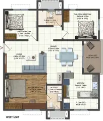 Floor Plan of 3 BHK Flat for Resale in Brigade Citadel Erragadda, Hyderabad - Image 42588