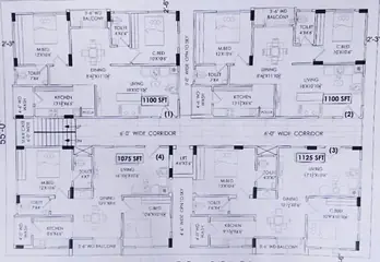 Floor Plan of 2 BHK Flat for Resale in Sai Balaji Residency Pragathi Nagar, Hyderabad - Image 42507