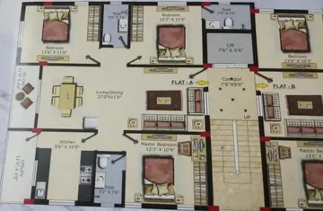 Floor Plan of 3 BHK Flat for Resale in Rai Durg, Hyderabad - Image 42519