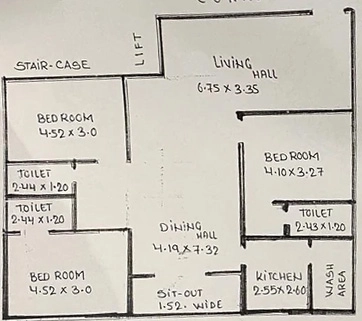 Floor Plan of 3 BHK Flat for Resale in San Remo, Shanti Nagar - Image 42640