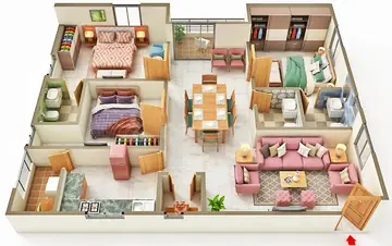 Floor Plan of 3 BHK Flat for Resale in Jaswitha Cyber Nest Kondapur, Hyderabad - Image 48853