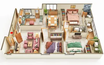 Floor Plan of 3 BHK Flat for Resale in Kondapur, Hyderabad - Image 48839