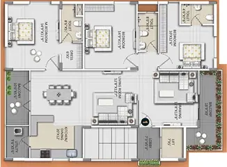 Floor Plan of 3 BHK Flat for Resale in Canny Lotus Homes Uthpala Kondapur, Hyderabad - Image 48816